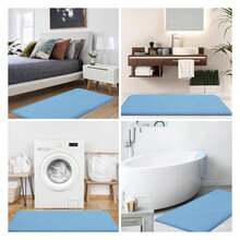 Memory Foam Bath Mat 30x20, Extra Soft And Absorbent Bathroom Mats, Non Slip Washable Carpet For Floor, Shower And Tub, Blue - 多色80 - 查看 7