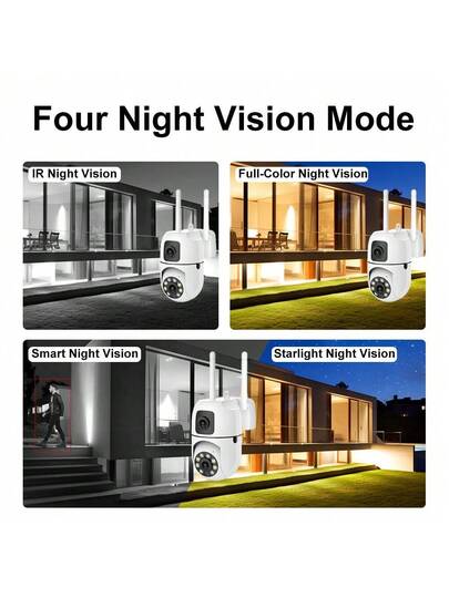 8MP Dual Lens Security Camera, 4K/8MP WiFi Outdoor Cameras Home Security, Supporting Two Way Audio, Slimme Night Vision Motion Detection, 360° Whole Monitoring Via App Vision, Moving Object Tracking, Intercom, Multi Sharing, Real Time Alarm view 6