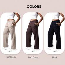 3 Pack Women's Wide Leg Sweatpants Workout And Yoga (Plus Sizes Available) ZQZF - Hitam / Coklat Tua / Krem - View 2