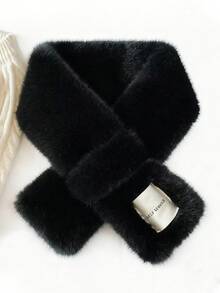 1pc Autumn/Winter Scarf, Fluffy Korean Style Thickened Solid Color Faux Fur Neck Warmer - Multicolor - View 3