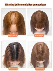 Topper 假发片隐形无缝长直发假发刘海夹头顶自然隐形替换片遮盖白发