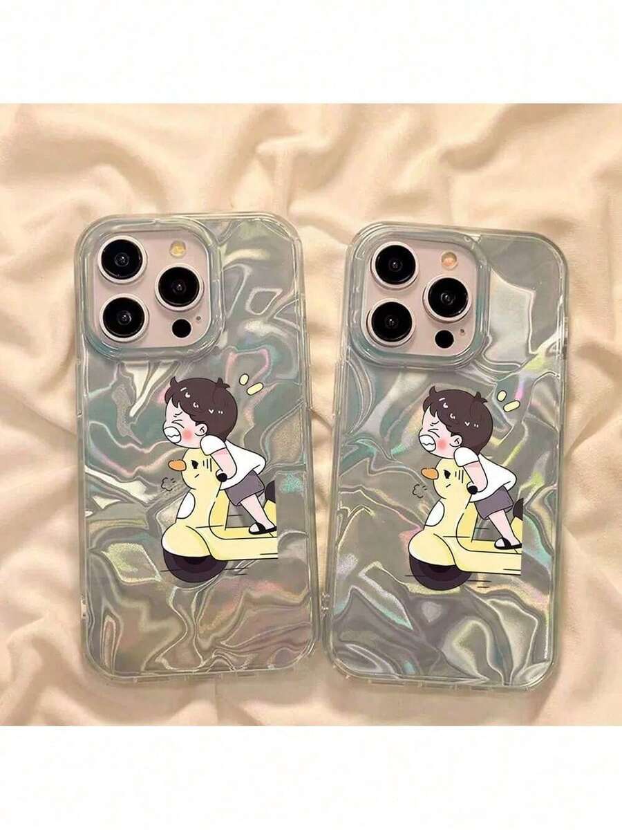 Funda para teléfono con diseño de un niño montando una bicicleta, compatible con 16 Pro Max y varios modelos de Galaxy. - Multicolor - Ver 1