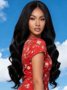 New Fashion Black 32 Inch Middle Part Long Curly Synthetic Wig For Daily Wear - Black - View 9