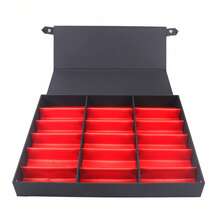 TFCFL Eyeglass Case, 18 Grids Display Storage Box, Eyewear Sunglasses, Organizer Holder - 黑色+紅色 - 查看 2
