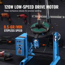 Posicionador de soldadura rotativo 50 kg, mesa giratoria de posicionamiento de soldadura de 0-90° 0,5-6 RPM 120 W, con portabrocas de torno de 3 mordazas de 12,4 pulgadas y soporte para soplete de soldadura para cortar, esmerilar, ensamblar, probar - 0-90° 0,5-6 RPM - Ver 4