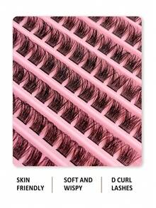 120 Peças Agrupamentos de Cílios Encaracolados Tipo D de 8-16mm, Olhar Natural e Frisado, Ultramacio e Leve, Cílios Falsos Segmentados Reutilizáveis para Iniciantes, Cílios Agrupados Reutilizáveis, Cílios Falsos, Cílios Individuais DIY