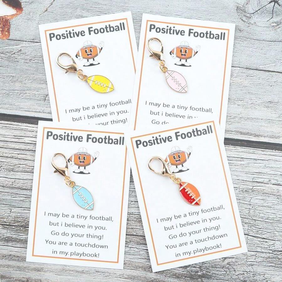 1 Stück/4 Stücke Rugby Ball Schlüsselanhänger Set, inklusive motivierender Rugby Karte, ideal als Geschenk für Sportbegeisterte, beste Freunde, Brüder, Partyfavors mit Liebe & Fürsorge, perfekt für Weihnachten, Geburtstag, Hochzeit, Accessoire für Sportfans, Sportliches Anhänger.