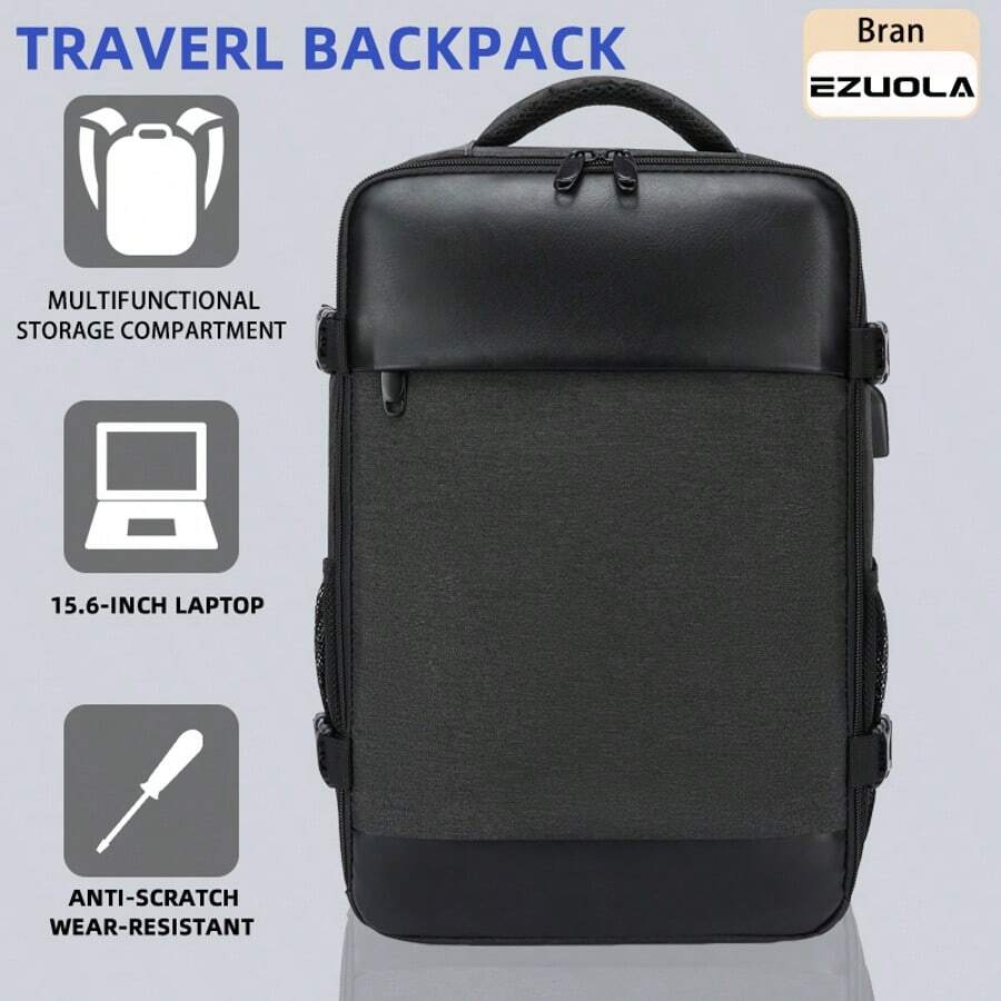EZUOLA 40x20x25cm von Ryanair zugelassener Reiserucksack, unisex Handgepäck Tasche, 15,6" Laptop Rucksack für Schule, Arbeit, Wandern, mit ergonomischen Schultergurten und Stauraum unter dem Sitz, geeignet für Kurzreisen, Reisetasche, Wochenendtasche, Tasche mit großem Fassungsvermögen, Reiseorganizer, Kreuzfahrt- und Urlaubsutensilien für Männer und Frauen - Dunkelgrau - Übersicht 1
