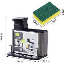 ¡RecomendadoDispensador Jabón Cocina,Dispensador de Jabón Líquido para Cocina con Porta Esponja y Accesorios para Fregadero,Jabonera Cocina con Guarda Estropajos Fregadero¡Top de Temporada - Gris - Ver 3