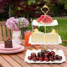 10 Pcs White Multi-Tier Cake Stand Set, Dessert Table Display Set With 4 Pcs 3 Tier Plastic Cupcake Stand & 6 Pcs Serving Tray , Dessert Stand, Snack Stand, Food Storage, Cake Decorating, Home Kitchen, Outdoor Events, Birthday Party, Christmas, Valentine's Day, Cupcake Stand, Cake Decorations, Wedding Decor, Wedding Party Supplies, Wedding Accessories,Christmas Party Supplies, Family Dinner - White - View 5