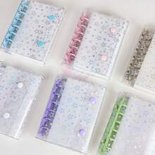 A7 Size Transparent Portable File Bag, With Double Snap Design, Is Very Suitable For Storing Photos, And Can Also Be Used As Photo Albums, Stationery, Notebooks, Sticker Books, Office Supplies, School Supplies, Back-To-School Necessities, And Star-Shaped Photo Storage Books. - Multicolor - View 5