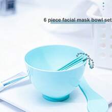 Set de 6 piezas de herramientas para el cuidado de mascarillas faciales, incluye tazón para mascarilla, paleta, raspador, cepillo de silicona, borla, para lavarse la cara, bañarse, yoga, correr