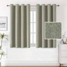 100% Blackout Linen Curtains Thermal Curtains For Living Room Textured Burlap With Double Face Linen Grommet ... - Heather Sage 132W X 160L cm (2 Panels) - View 7