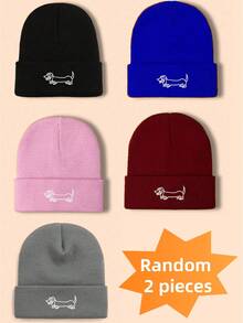 5 قطع/4 قطع/3 قطع/2 قطع/1 قطعة قبعة صوفية دافئة مطرزة بتصميم كلب السلق الكرتوني للرجال في فصلي الخريف والشتاء، قبعة محبوكة دافئة للرياضات الخارجية والدراجات والاستخدام اليومي، قبعة محبوكة دافئة مناسبة للجنسين - متعدد الألوان - مشاهدة 15