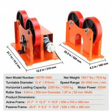 Rodillo de varillaje de rodillos giratorios de 110 V, rodillo giratorio de soldadura de carga de 1000 kg/2205 lbs, diámetro de 25-1400 mm, posicionador de soldadura giratorio de 80-1600 mm/min y soporte de antorcha de soldadura para soporte de equipos de soldadura - 1000 kilos - Ver 7