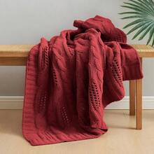 Chunky Knit Throw Blanket, Dual - Sided Soft Chenille Breathable Knitted Blanket Couch, Farmhouse Decorative Throw Sofa Chair, 50 Inchx60 Inch, Red - Christmas Red + Throw(50" X 60") - View 6
