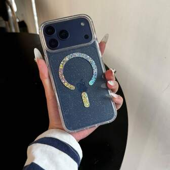 1个透明带闪粉手机壳，兼容 17、17 Pro、17 Pro Max、17 Air、16/16 Pro/16 Plus、11/15/15 Pro/15 Pro Max/12 Pro/12 Pro Max、13/14等机型。彩色磁吸式保护套，星形磁吸设计，奢华风格，防泛黄。