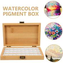 Watercolor Paint Palette 36 Empty Half Pans 4x6 Inch Wooden Travel Box Case Acrylic Gouache Painting Amateur Hobbyists Painting Artists Lovers Back To School Supplies - 如圖所示 - 查看 4