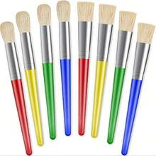 8pcs Set Large Washable Paint Brush, Easy To Clean, Handle Round And Flat Paint Brush, Acrylic Paint No Shedding Bristles, Washable Paint