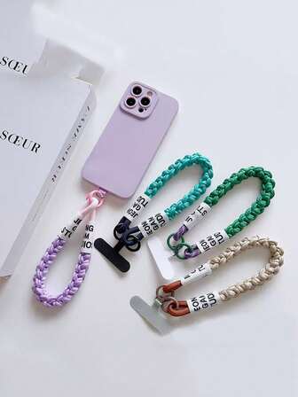1pc Dopamine Colorful Phone Case Lanyard, Short Wrist Strap, Camera/Key Chain, Woven Anti-Lost Anti-Drop Phone Strap