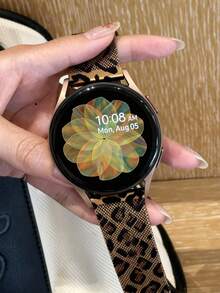 1条18mm/20mm/22mm男女通用时尚不锈钢表带，兼容三星手表表带，适用于三星Galaxy Watch 4/4 Classic 3 41mm 5/5Pro，也适用于GT/2/2e/Pro/3/3Pro智能手表表带配件 - 豹紋 - 查看 3