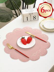 1/2/4/6件装圆形刺绣花卉布艺餐垫，易于清洁，可擦拭，防滑，适用于餐桌、节日、婚礼、派对装饰，也适用于家庭、餐厅、餐厅装饰、家居用品。 - 彩色 - 查看 13