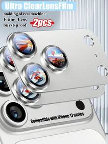 2 piezas Protector de lente de cámara, color plateado, calidad HD, anti-arañazos, anti-caídas, compatible con Apple 11/12/13/14/15/16/16 Plus/16 Pro/16 Pro Max/17/17 Air/17 Pro/17 Pro Max Series - Plateado - Ver 12