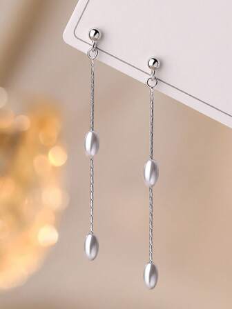 Pendientes con borlas de cuentas de plata S925, diseño de moda elegante y personalizado, adecuados para el uso diario de las mujeres, regalo para la madre, la novia, Pascua, Día de San Valentín