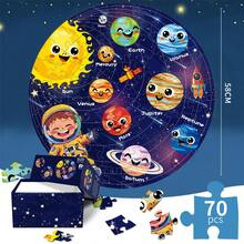 70pcs World Animal Map/Dinosaur/Space/Puppy/USA Map Puzzle - Educational Round Design, Vivid Continents And Animal Patterns - Blue Cardboard - Promotes Early Learning And Cognitive Development. Suitable For Family Interaction And Classroom Activities. Inspires Curiosity And Exploration, Cultivates Hands-On Ability And Teamwork Spirit. Suitable For Preschool Education, Puzzle Cognition Development, Puzzle Classroom Activities, Puzzle Gifts, Large Puzzle - Multicolor - View 12