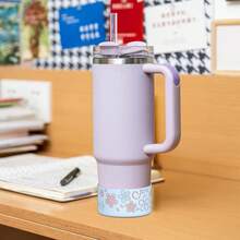 Floral Boot For Tumbler H2.0 30oz 40oz & IceFlow 20oz 30oz & 24oz & 12-24 Oz & Bottom Of 2.83-2.95 Inch Protective Silicone Sleeve Cover For Cup Accessories - Xanh nhạt hoặc hồng - Xem 3