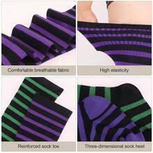 Plus Size Thigh High Socks For Women Cotton Boot Femboy Thigh High StocFKings Striped Over Knee High Socks Leg Warmers{Inchcolor_nameinch:Inch1PairPlusSize:Purple(FBlacksstripes)Inch} - 紫色的 - 查看 7