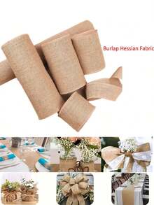 2/10M Hessian Table Runner Burlap Fabric Jute Table Runner Rolls With Complete Edge Suture Great For DIY Wedding Table Decoration Party Potluck Dinner - Multicolor - View 2