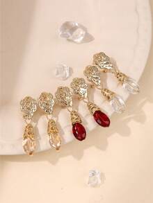 1件天然宝石女士耳环，优雅的阿尔及利亚女士时尚耳环，精致的新娘婚礼派对节日珠宝耳环，适合日常佩戴，情人节配饰 - 彩色 - 查看 7