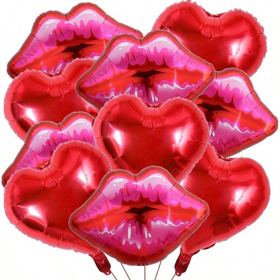 TFKI 10 Packs Of Large Pink Huge Red Lips Balloons Heart Ballons For Makeup Themed Party Anniversary Decor Kiss The Miss Goodbye 30 Inch - Lipsheart10 - View 1
