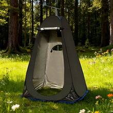 1.2m X 1.2m X 1.9m Outdoor Shower Tent, Privacy Pop-Up Changing Room For Camping Beach & Portable, Instant Portable Outdoor Shower Shelter With 2 Windows, Thicker Waterproof For Bathing - 黑色 - 查看 2