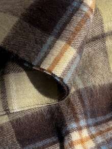 Écharpe à carreaux en laine 100%, châle coloré polyvalent de style britannique, chaud, pour l'hiver - Grille marron camel - Voir 5