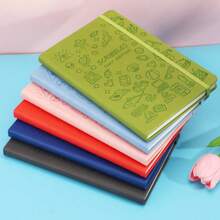 1pc A5 Cute Diary Notebook, Student Memo Pad, Cartoon Stamp & Strap Decorated Notepad - Multicolor - View 2