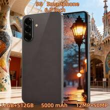 W&O 2025 New Android Smartphone, Mobile Phone - 6.7-Inch FHD+ Display, 12GB + 512GB Storage, 12MP + 50MP Cameras, Face ID, 5000mAh Battery, Dual SIM Cards, Stylus, Unlocked Phone, Comes With Headphones, Protective Case, Type-C Data Cable, Screen Protector, Ideal Christmas And Birthday Gift - 黑色 - 查看 1