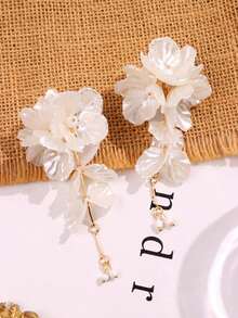 一对优雅奢华精致时尚夸张花卉女士耳环，适合节日、派对、海滩度假和日常休闲佩戴 - 彩色 - 查看 4