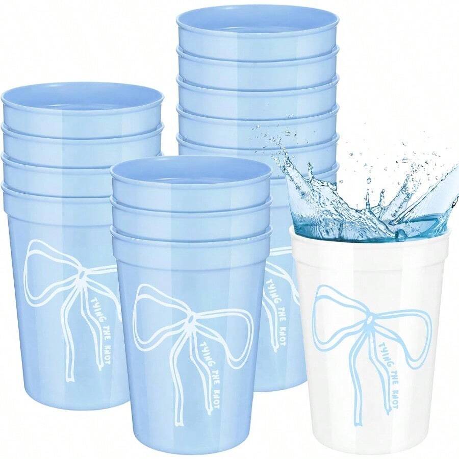 D24 Pack Bachelorette Party Plastic Cups Bulk Reusable Drinking Cups For Western Cowgirl Themed Bachelorette Parties Bridal Shower County Wedding Favor Plies Blue12oz Bow - Màu xanh lam - Xem 1