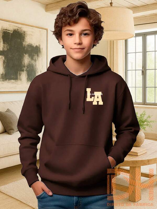 Agasalho Infantil Blusa de Frio Canguru Moletom Premium Com Capuz Flanelado 100% Algodão LA Los Angeles DH Fabrica