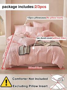 2/3件套粉色簇绒提花涤纶被套组，波西米亚复古独特床上用品套装，四季皆宜（1个被套+1/2个枕套），柔软透气，无填充物 - 粉色 - 查看 5