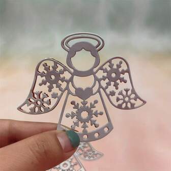 1pc Angel Christmas Die Cut Template, Steel Craft Template For Scrapbooking And Punching, Christmas Craft Tool With Intricate Snowflake And Floral Designs, Ideal For DIY Projects, Craft Supplies