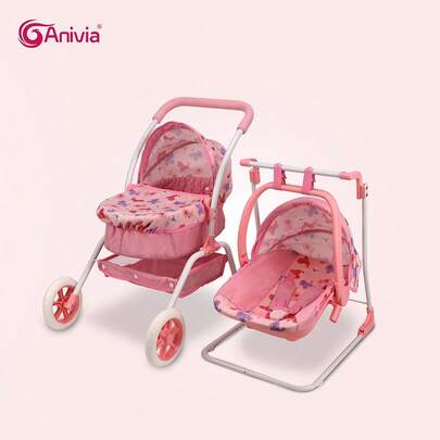  Anivia Brand Doll Stroller, At Least 7 Variants Of Doll Strollers Including Doll Carrier, Doll Pram, Doll Seat, Doll Bed, Doll High Chair, Suitable For 11-18 Inch Dolls, Toys For Children 3+ Years Old, Equipped With Quiet Wheels And Comfortable Handle, Ideal Children's Holiday Gift, Birthday Gift And Christmas Gift