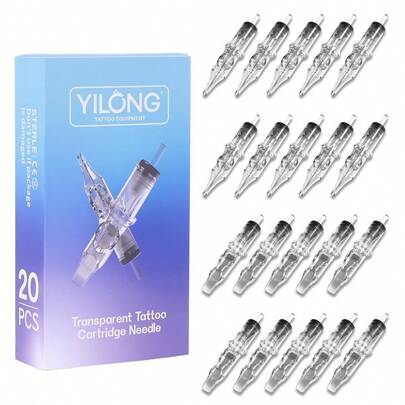 GSYY Diosable Tattoo Need Cartridge - 20Pcs Mixed Size Round Liner Shader  - 5 Pcs Each Of 3RL 5RL 7RM 9RM Diosable Merane Tattoo Need For Tattoo Gun Machine
