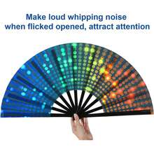 Large Rave Fan UV Glow Hand Fan, 13 Inch UV Glow Popping Rave Fan For Line Dancing, Disco Party Favor Folding Clack Hand Fan For EDM Music Festival Club Rave Accessories - 多色3 - 查看 6