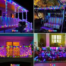 1 paquete de 12M 100 luces LED solares, luces de hadas impermeables para jardín, patio, árbol, fiesta de Navidad, exterior, centro comercial, decoración de calles - Cadena de luces solares desnudas - Ver 7