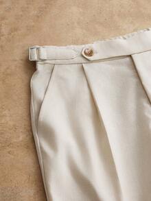 Men's Linen Woven Casual Elastic Waist Straight Leg Pants, Suitable For Summer, Vacation, Daily Wear, Party, Couples, Gifts, School, Fall - Apricot - View 3