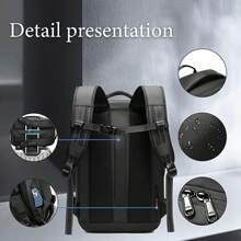 Mochila de Viaje 60L Expandible, con Bomba de Aire Eléctrica y Sistema de Compresión al Vacío, Impermeable y Anti-Robo, Múltiples Bolsillos para Laptop y Ropa, Ideal para Viajes de Negocios, Camping y Gimnasio - Negro - Ver 8