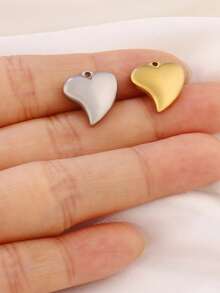 3 piezas de encantos de acero inoxidable con forma de corazón para hacer joyas DIY, hallazgos, aretes, pulseras, collares, decoración colgante - colgante - Ver 11